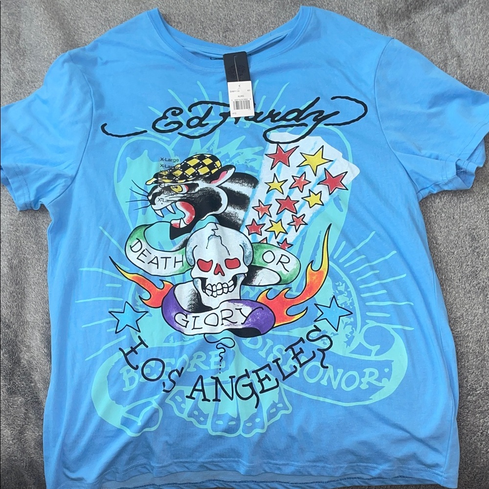 Ed Hardy Vibrant Blue “Death or Glory” Tee Men’s XL
